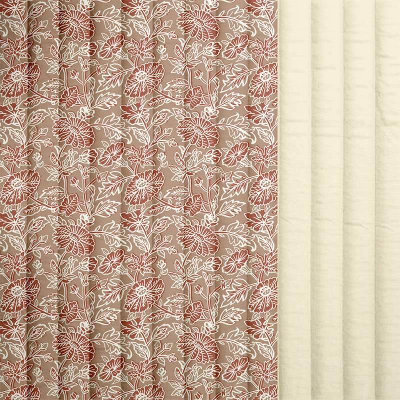 Printed Quilted Cotton KERAMI Café Au Lait / Tawny